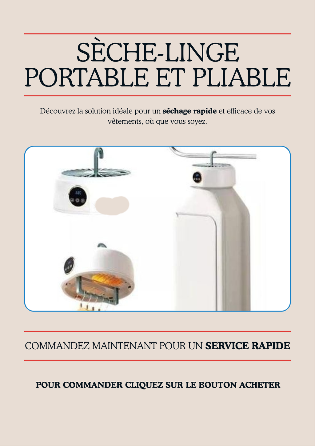 Sèche-linge intelligent pliable — Séchage rapide en 30 min & vêtements sans plis