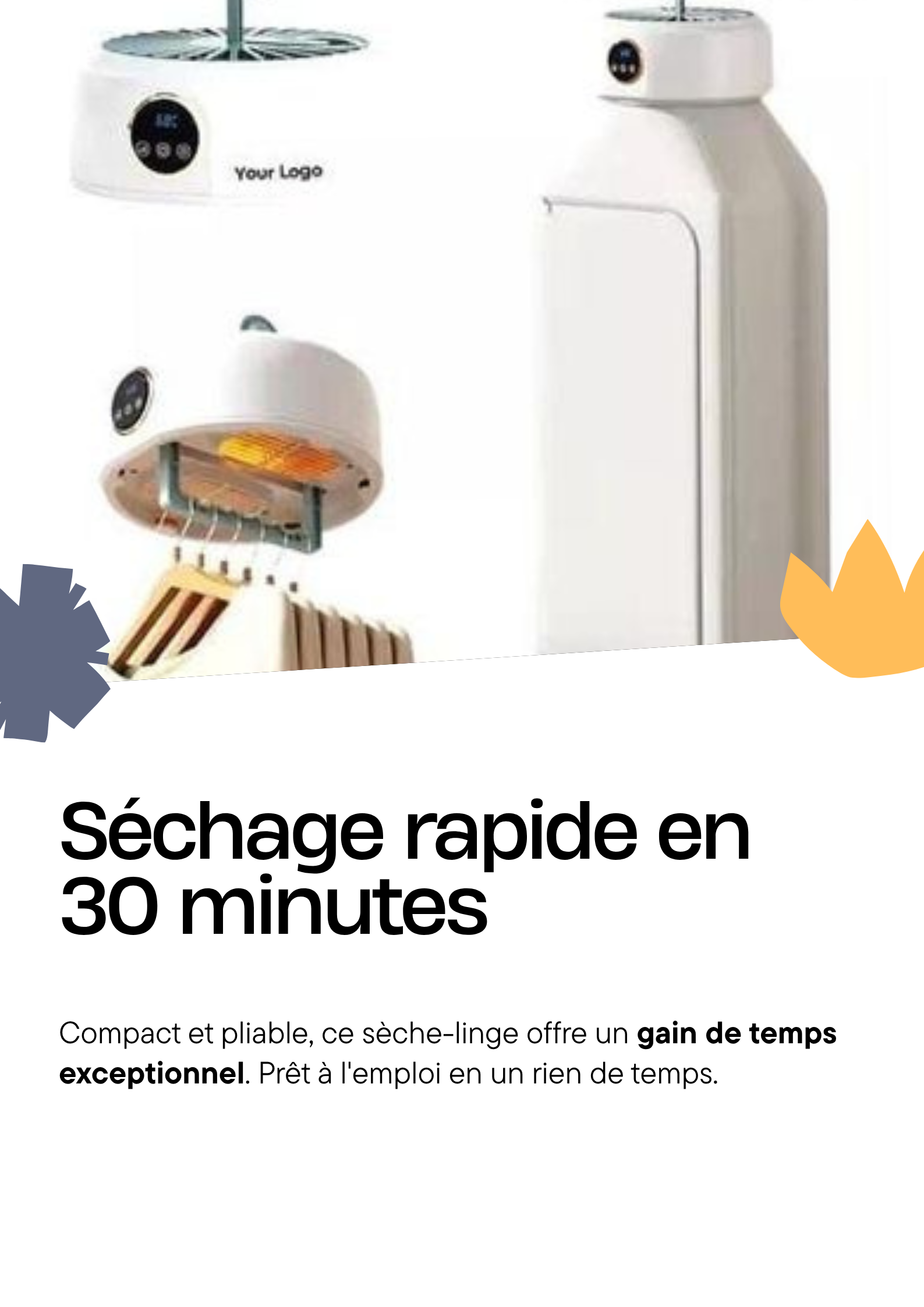 Sèche-linge intelligent pliable — Séchage rapide en 30 min & vêtements sans plis