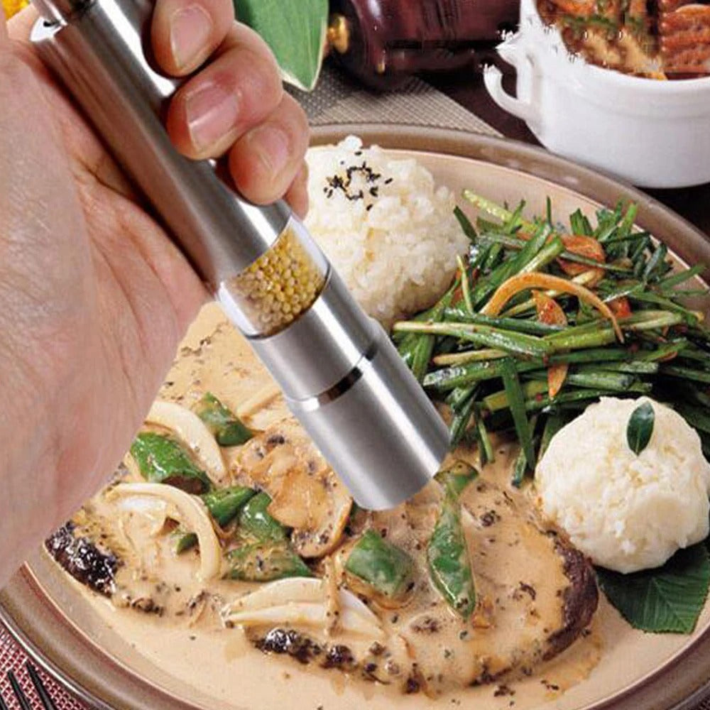 Moulin à épices en inox – Pack de 2 (Bouton poussoir)