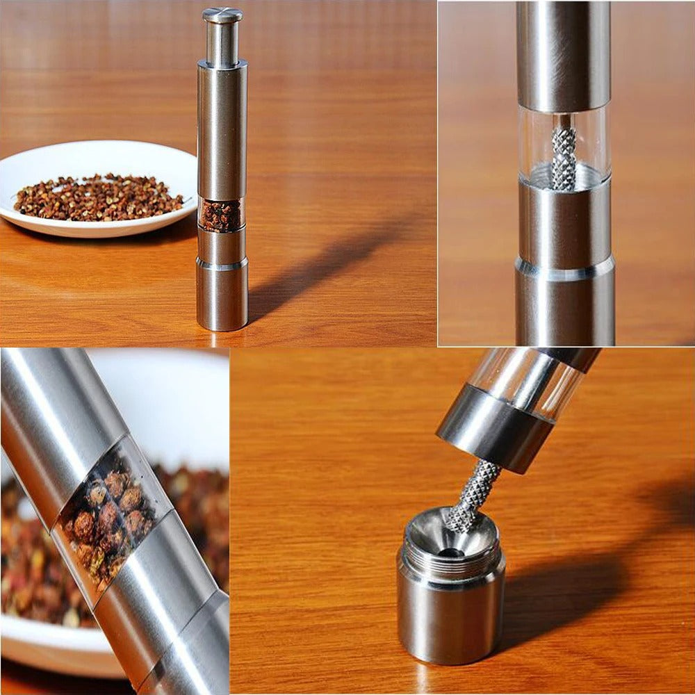 Moulin à épices en inox – Pack de 2 (Bouton poussoir)